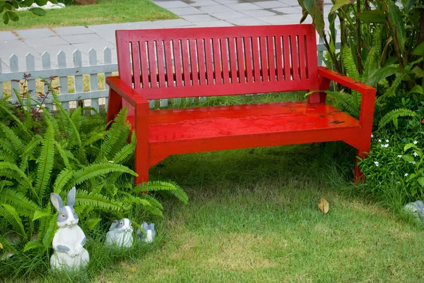 Red beach in the garden — Stock Photo, Image