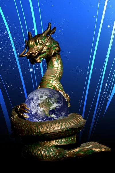 Dragon rolde de wereld — Stockfoto