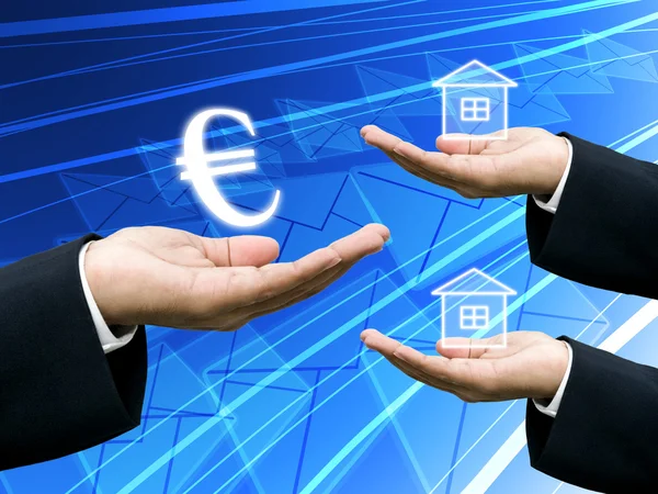 Investerare hålla euron pengar till investera i byggnadsindustrin — Stockfoto