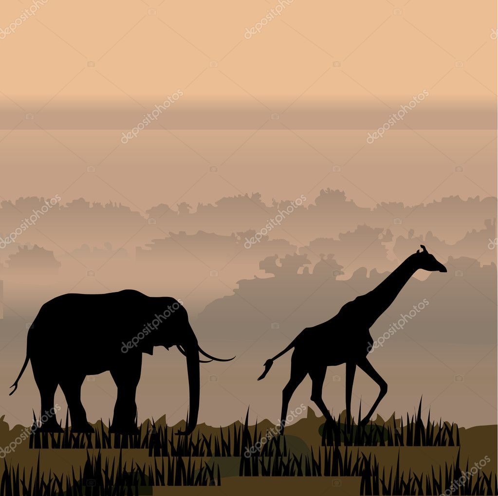 Paisaje africano Vector de stock #7406135 de ©oleshdiz, image size:1023x1019