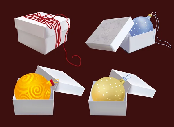 Коробка с рождественским декором — стоковый вектор