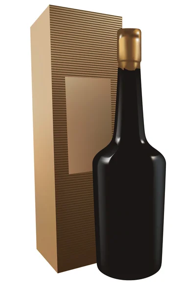 Cognac con caja de regalo — Vector de stock