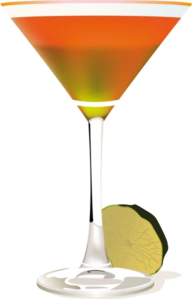 Cocktail in glas met citrus — Stockvector