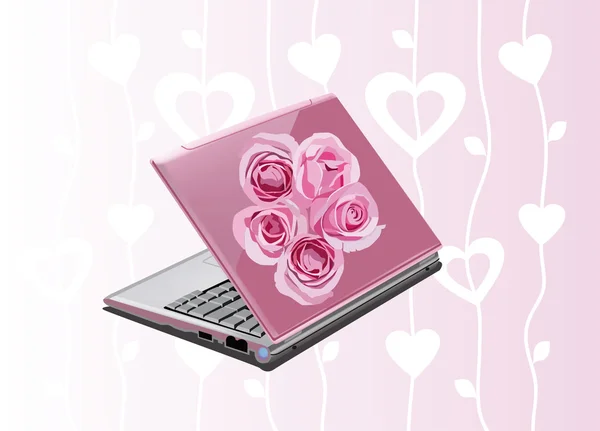 Laptop rosa — Vettoriale Stock