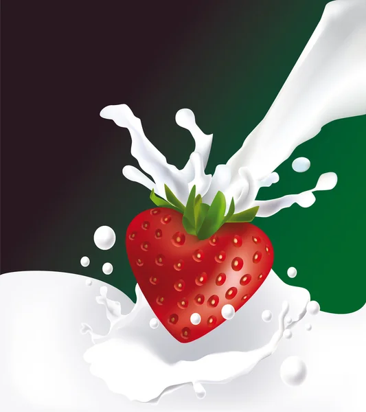 Erdbeere und Milch — Stockvektor