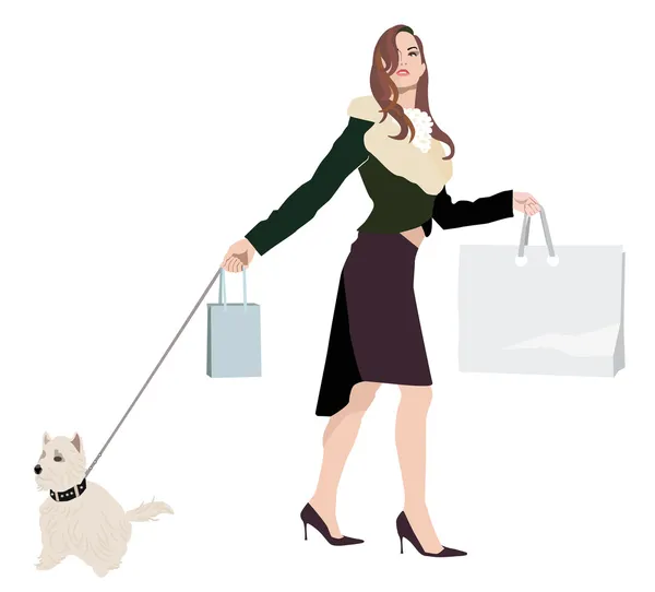 stock vector Shopping lady