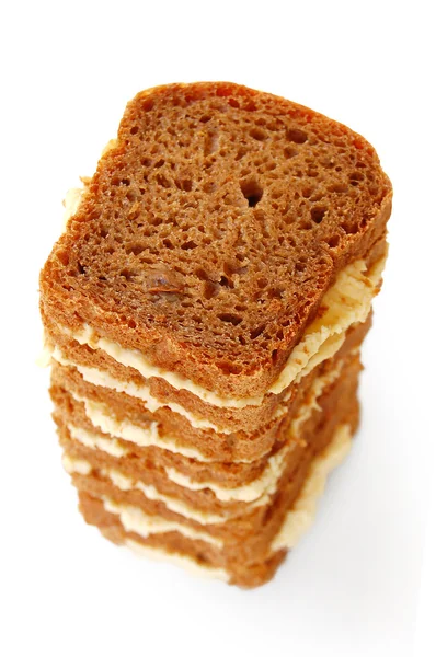 Mörkt bröd med smör — Stockfoto