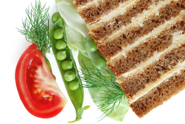 Mörkt bröd med smör — Stockfoto