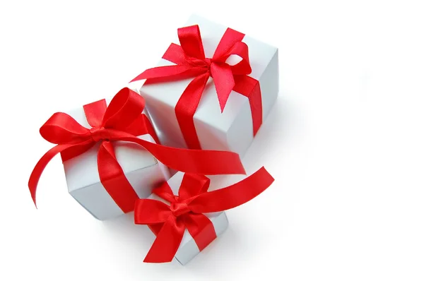 Gift box with red ribbon — Stock Photo, Image