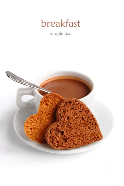 Kopje warme chocolademelk en cookies — Stockfoto