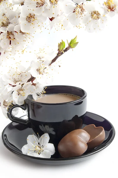 Taza de café con chocolate —  Fotos de Stock