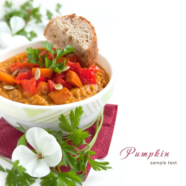 Zupa z dyni i inne warzywa — Zdjęcie stockowe