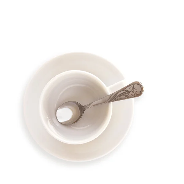 Cangkir kosong dengan sendok — Stok Foto