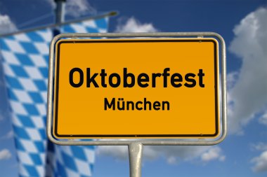 Alman yol işaret oktoberfest Münih
