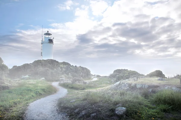 海角福尔温在雾中的灯塔 — 图库照片