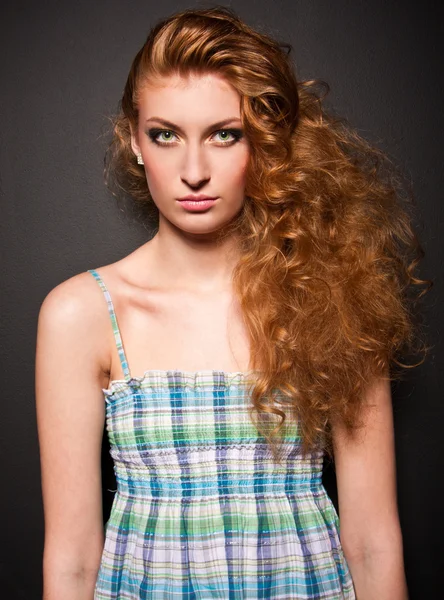 stock image Portrait of sexy caucasian young woman with beautiful green eyes