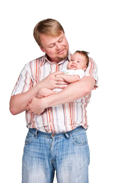 Bebê encantador nas mãos de um pai — Fotografia de Stock