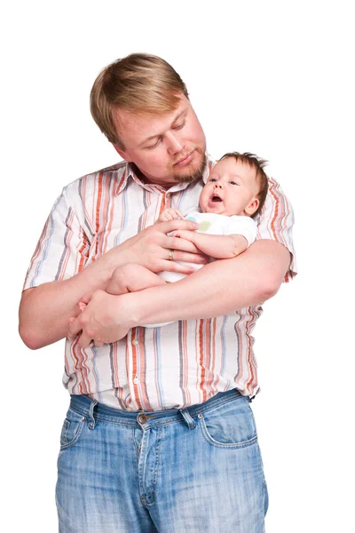 Encantador bebé en las manos de un padre — Foto de Stock