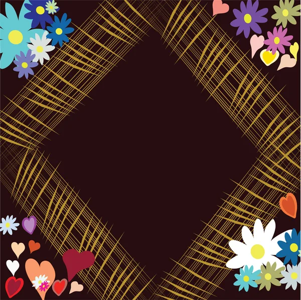 Cadre avec fleur et coeur — Image vectorielle