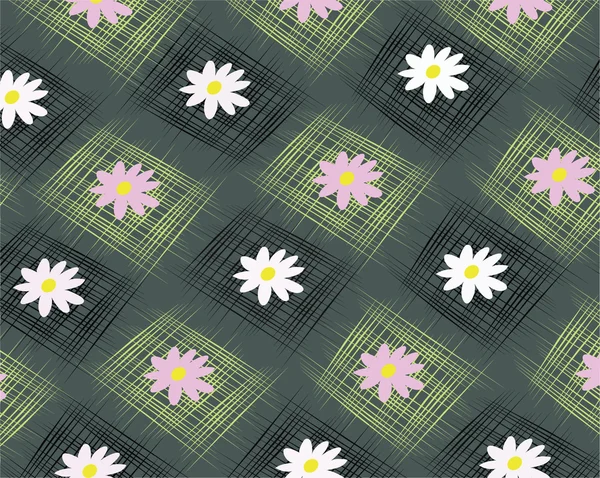 Bakgrunn med firkanter og blomster – stockvektor