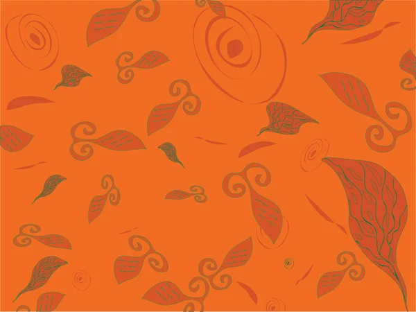 Fundo abstrato com peixe, espiral e folha —  Vetores de Stock