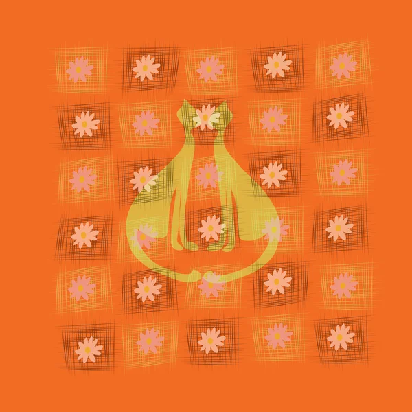 Chats sur fond orange — Image vectorielle