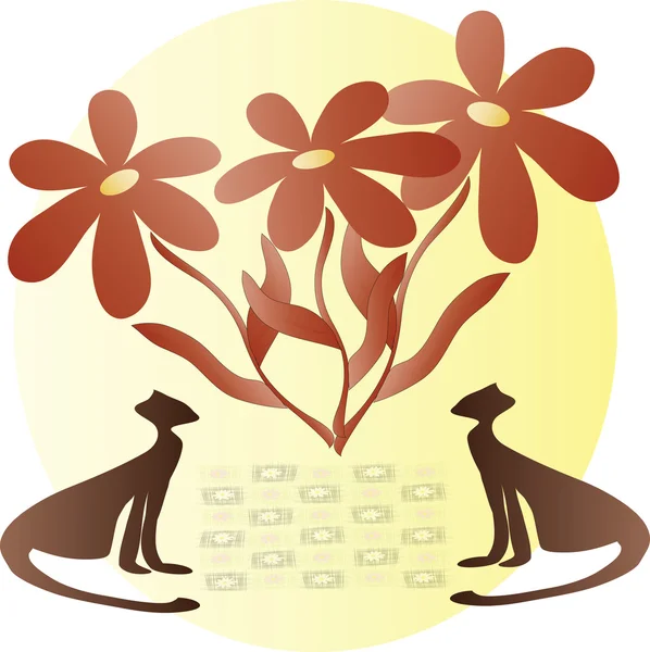 Кішки з квітами — стоковий вектор