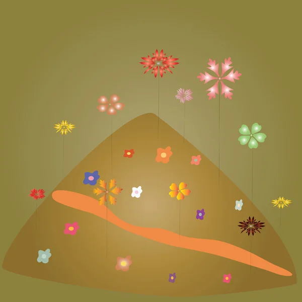 Île aux fleurs et ruelle — Image vectorielle