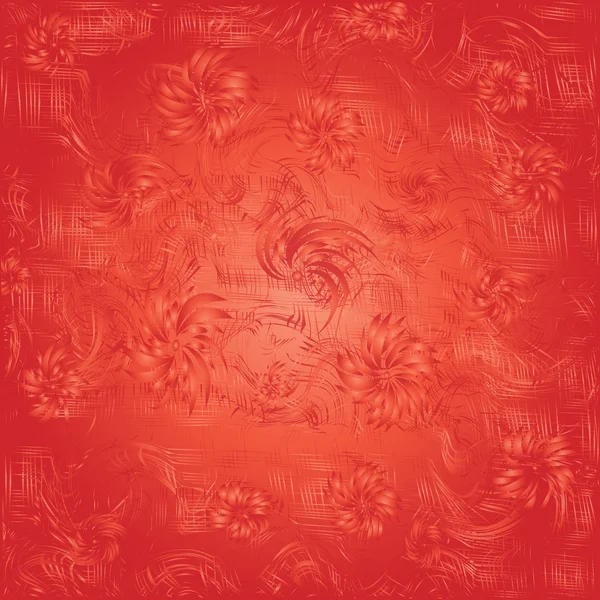 Абстрактний червоний фон з квітами — стоковий вектор