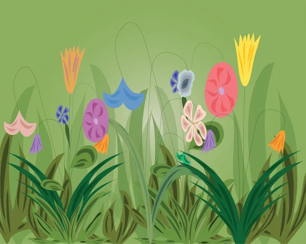 Hintergrund mit Blumen und Kräutern — Stockvektor