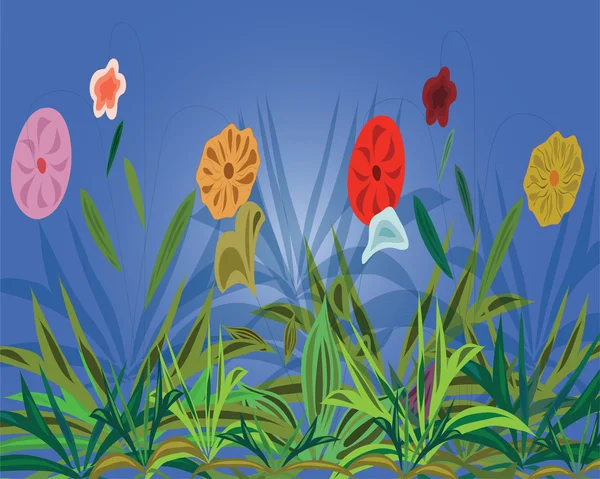 Achtergrond met gekleurde bloemen — Stockvector