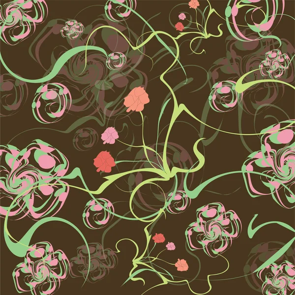Fond avec des fleurs et des éléments abstraits — Image vectorielle