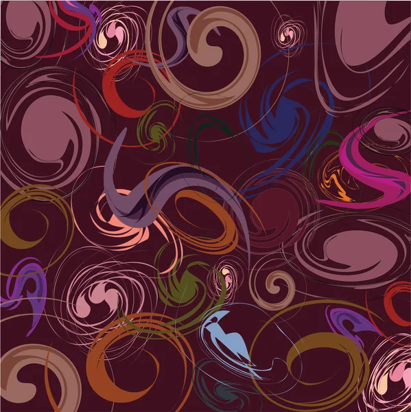Dunkler fliederfarbener Hintergrund mit bunten Elementen — Stockvektor
