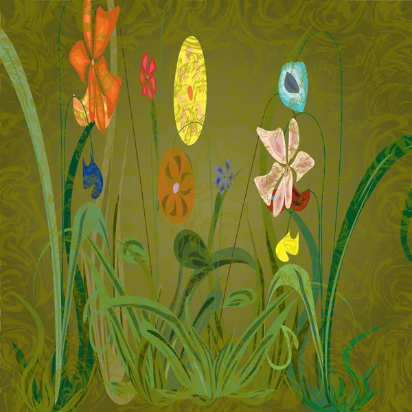 Квіти на зеленому фоні — стоковий вектор