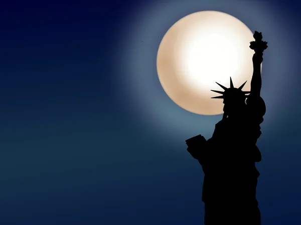 Senhora Liberdade sob a luz da lua — Fotografia de Stock
