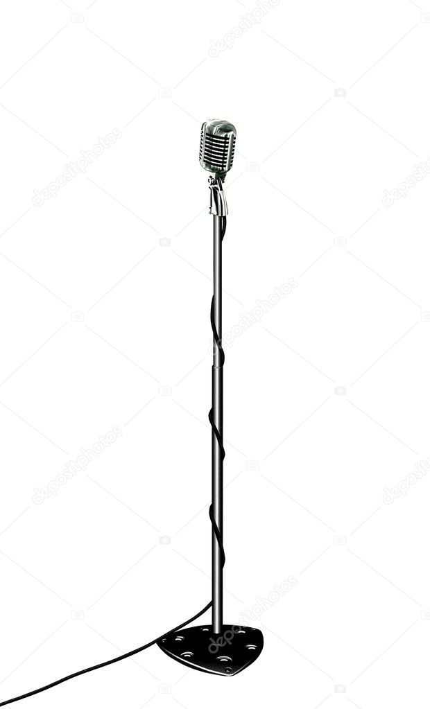 Vintage microphone isolated on white background