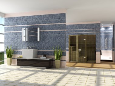 The modern interior of a bathroom clipart