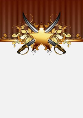 Ornate frame with star and sabers clipart