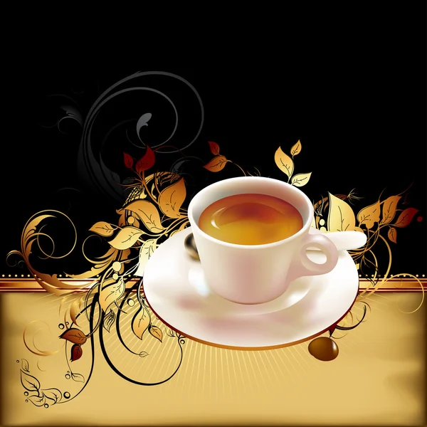Taza de café con elementos ornamentados — Vector de stock