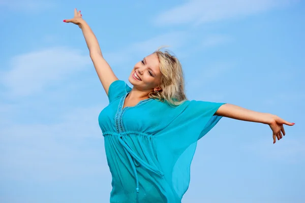 Woman over the sky — Stock Photo, Image