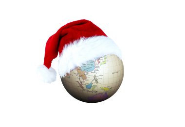 Merry Christmas and globe clipart