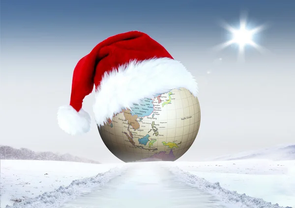 Frohe Weihnachten und Globus — Stockfoto