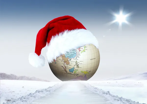 Frohe Weihnachten und Globus lizenzfreie Stockbilder