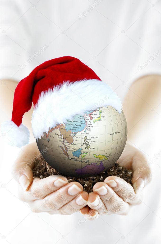 Merry Christmas and globe