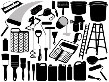 Illustration of different painting objects clipart