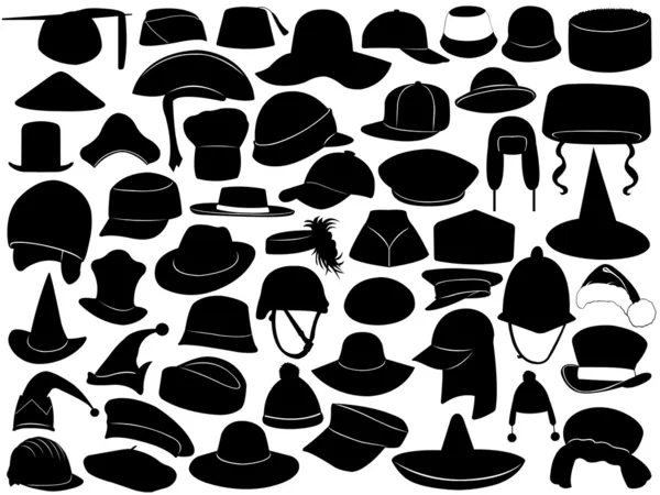 Diferentes tipos de sombreros — Vector de stock