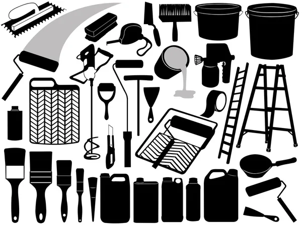 Illustration of different painting objects — Stock Vector