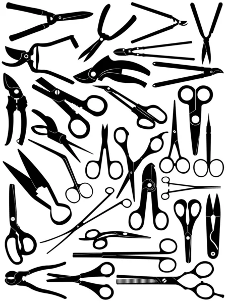 Zestaw różnych nożyczki — Wektor stockowy