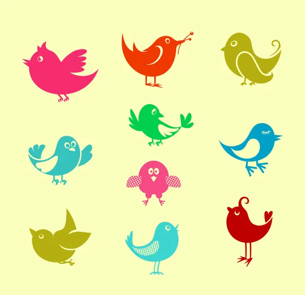 Cartoon doodle birds — Stock Vector