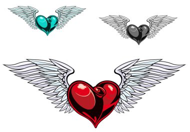 Retro color heart tattoo clipart